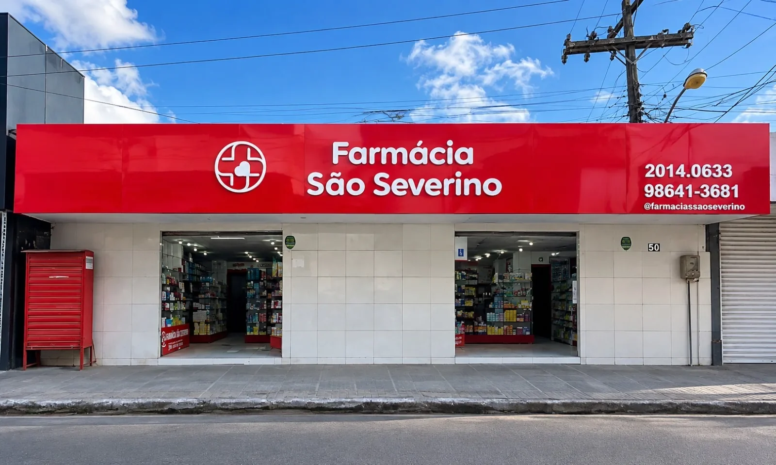 Fachada da unidade Maranguape I da Farmácia São Severino