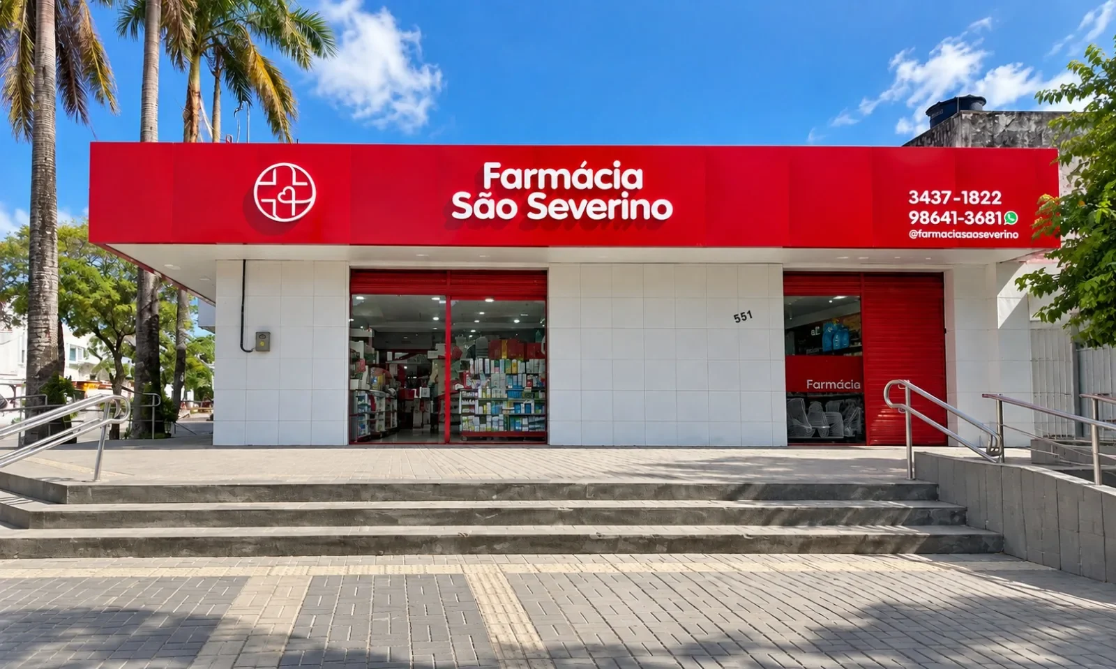 Fachada da unidade Paulista Centro da Farmácia São Severino